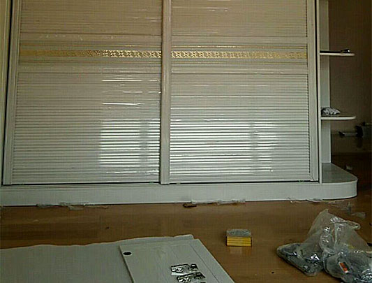 鋁師傅定做整體兩扇移門全鋁衣柜裝修效果圖